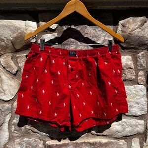 Polo Ralph Lauren Allover Pony Print Boxers Polo Player Size Large Cotton Red